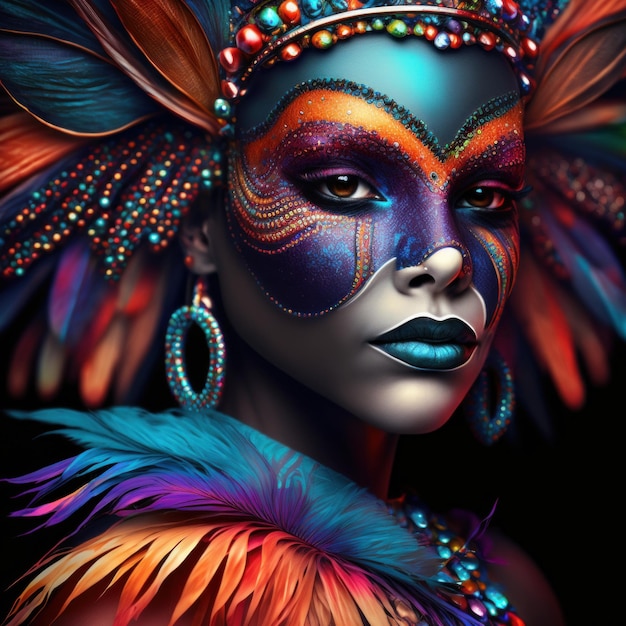 A Stunning Young Woman in a Stylish Carnival Mask