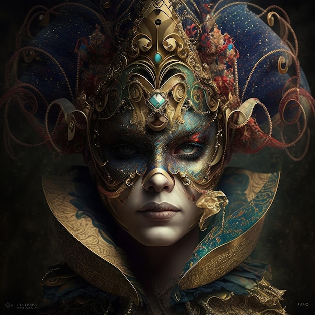 A Stunning Young Woman in a Stylish Carnival Mask