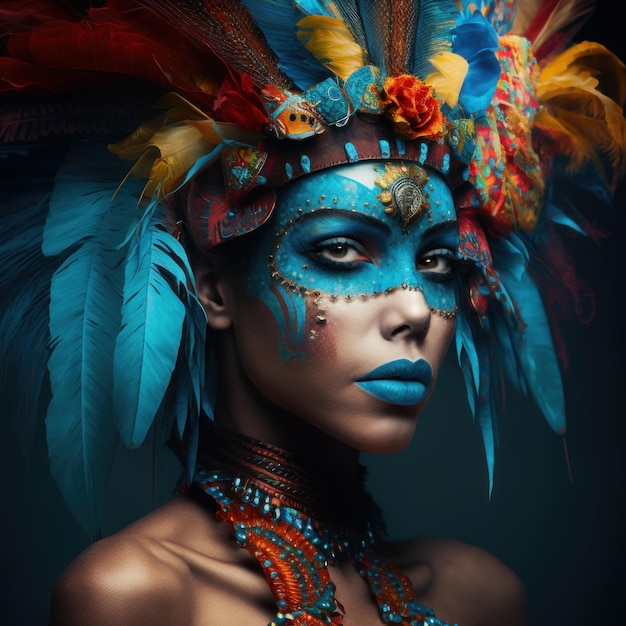 A Stunning Young Woman in a Stylish Carnival Mask