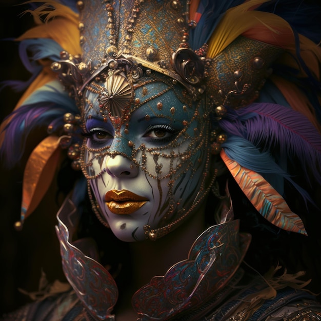 A Stunning Young Woman in a Stylish Carnival Mask