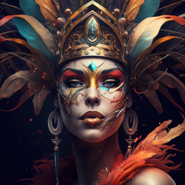 A Stunning Young Woman in a Stylish Carnival Mask