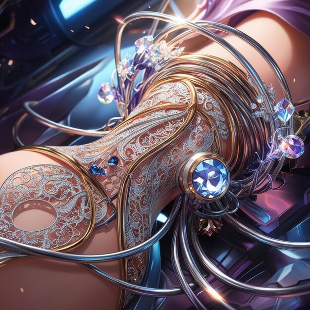 Photo a stunningly intricate cybernetic implant blending elegance with edge