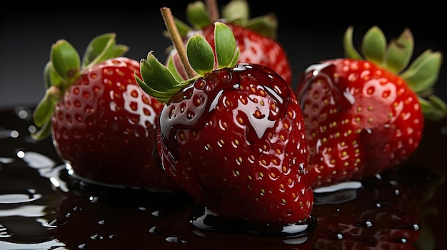 stunningly realistic strawberry with chocolate dip