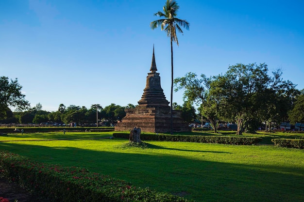 Stupa at the Wat Mahathat Temple at the Historical Park in Sukhothai