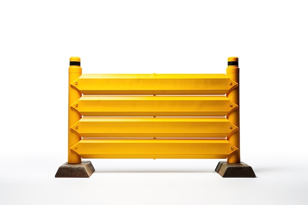 A Sturdy Yellow Construction Barrier Against a White Background on a Clear PNG or White Background