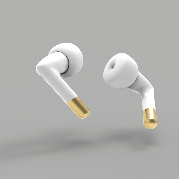 Style black and gold earphones rendered illustration