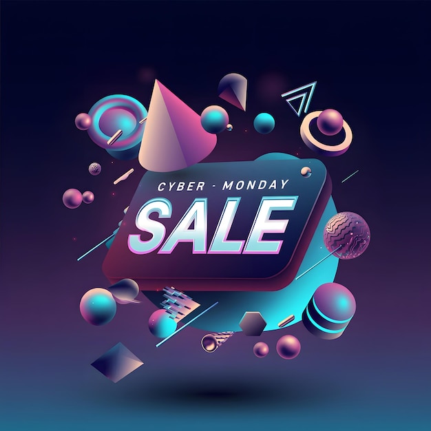 Photo style cyber monday sale illustration