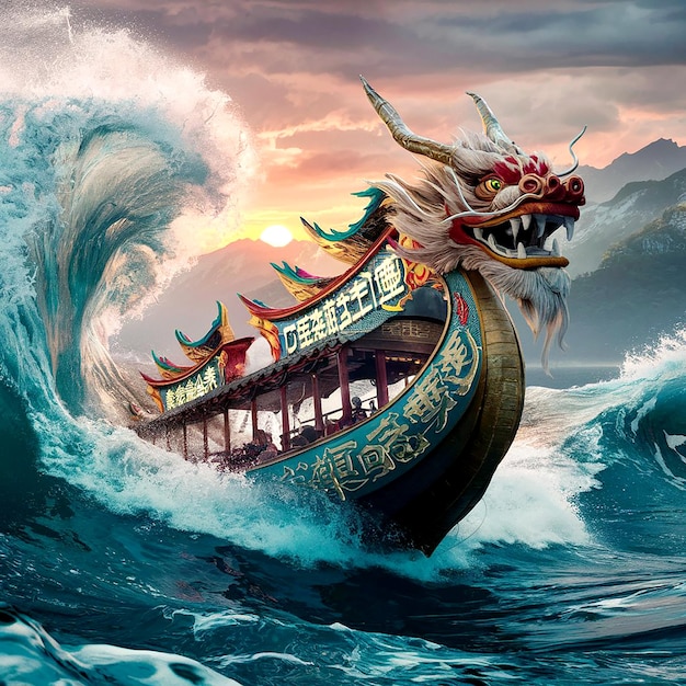 Photo style dragon boats background