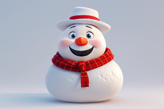 Style Snowman 3d animation white background ai generative