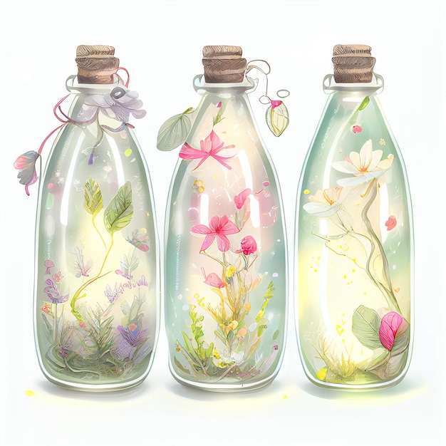 Styling a bottle with flowers inside Generative AI