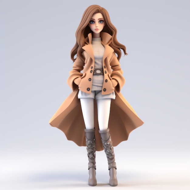 Stylish 3d Cartoon Fashion Model In Fall Fashion Outfit