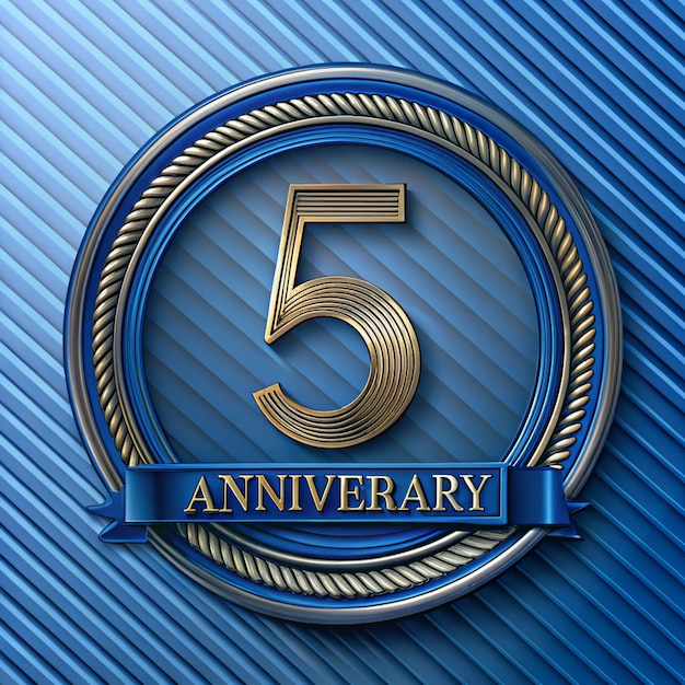 Photo stylish 5th anniversary emblem design for posters and packaging