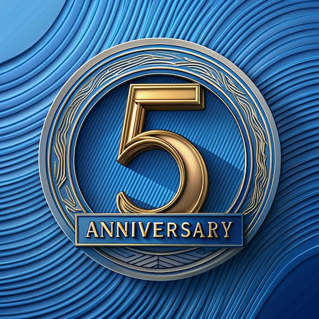 Photo stylish 5th anniversary emblem design for posters and packaging