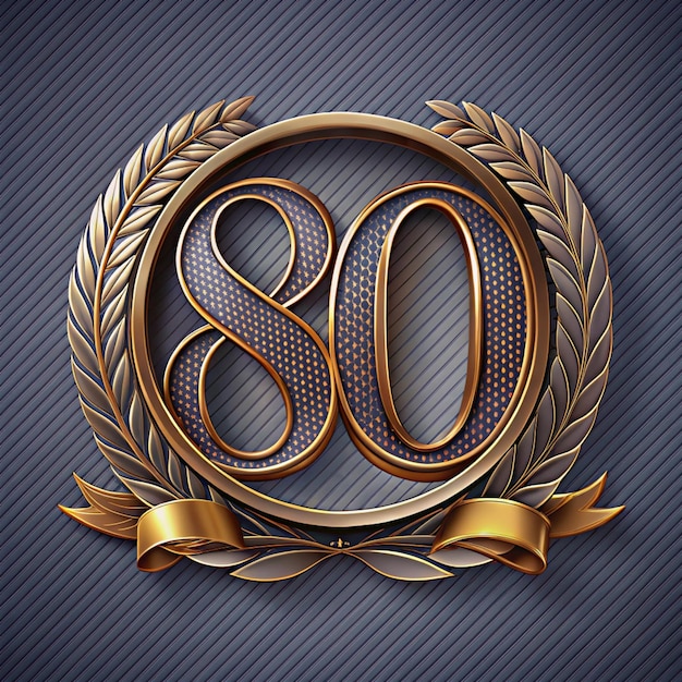 Photo stylish 80th anniversary emblem design for posters and packaging