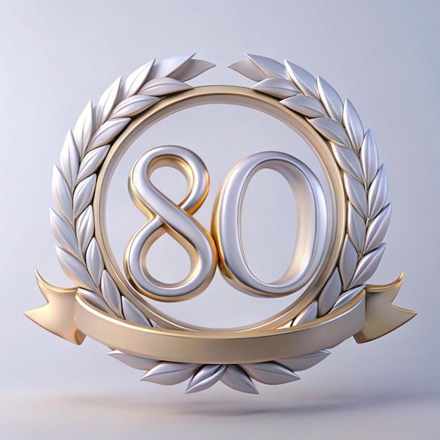 Photo stylish 80th anniversary emblem design for posters and packaging