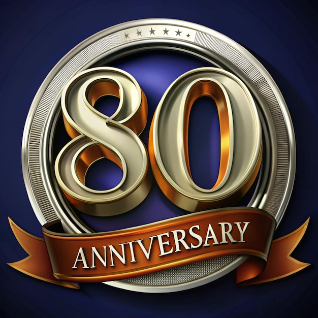 Photo stylish 80th anniversary emblem design for posters and packaging