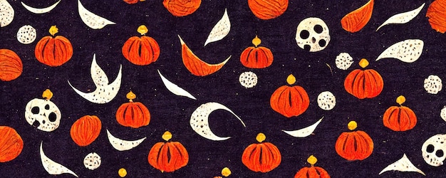 Stylish abstract fabric pattern with halloween pumpkins