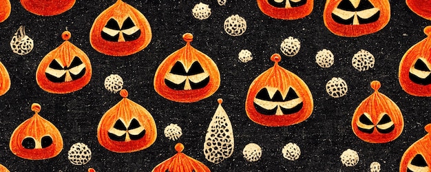 Stylish abstract fabric pattern with halloween pumpkins