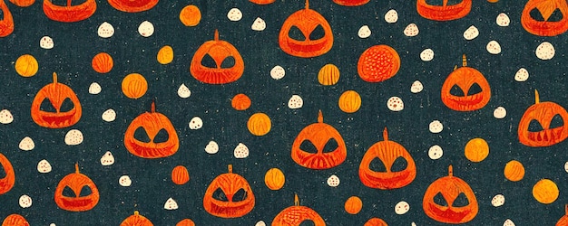 Stylish abstract fabric pattern with halloween pumpkins