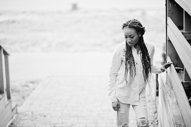 Stylish african american girl with dreads outdoor