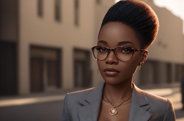 A stylish AfricanAmerican woman in a business suit Business woman Generative AI