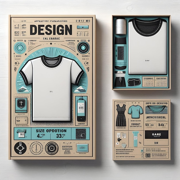 Photo stylish apparel packaging mockup sizes fabrics care instructions for tshirt or dress