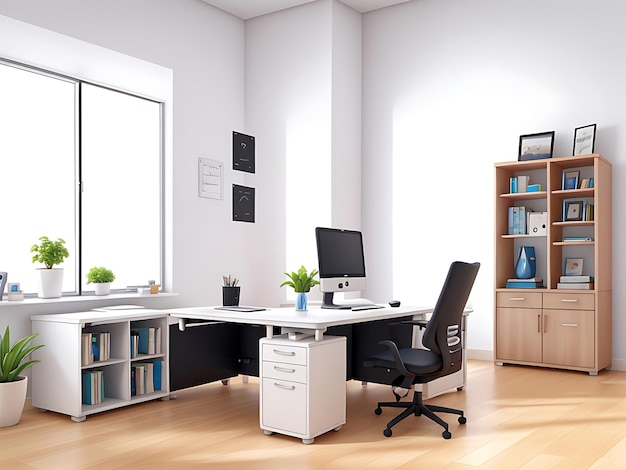 Stylish and attractive computer desk with white background 8k