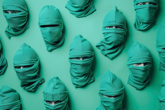 Photo a stylish balaclavas on green background