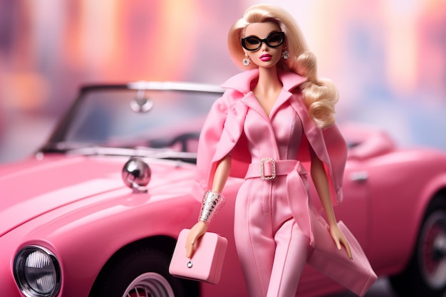 stylish barbie with car