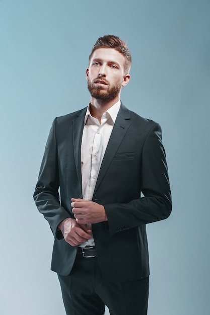 Stylish bearded man in elegant suit