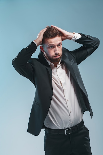 Stylish bearded man in elegant suit