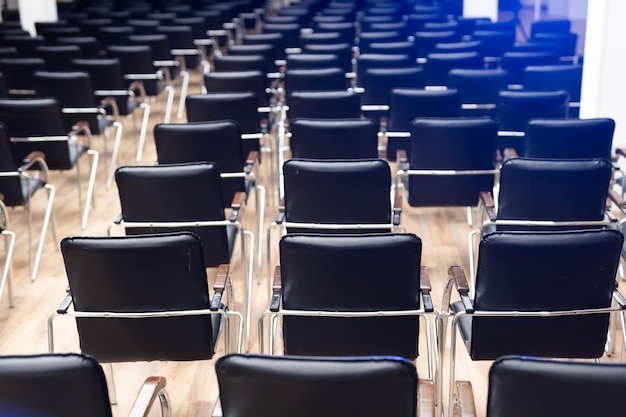 stylish black chairs in a conference room