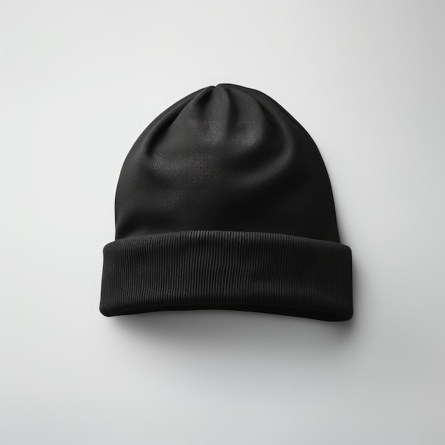 stylish black plain beanie hat for mockup design