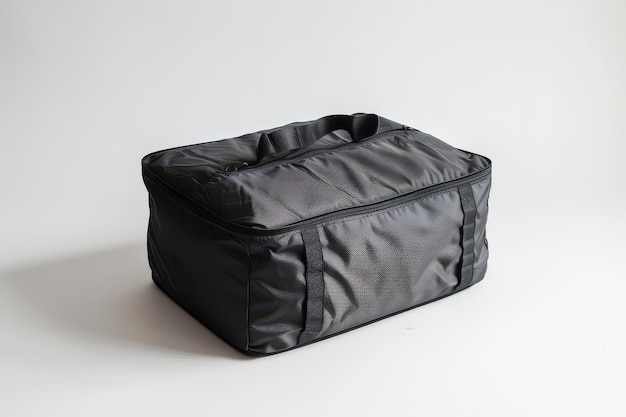 Photo stylish black travel bag on a plain background perfect for organizing belongings during trips or outdoor adventures