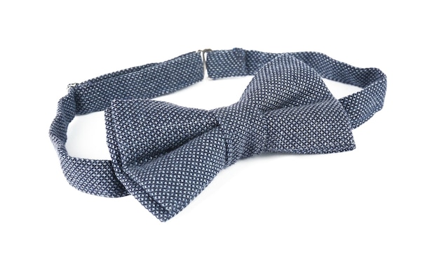 Stylish blue bow tie isolated on white