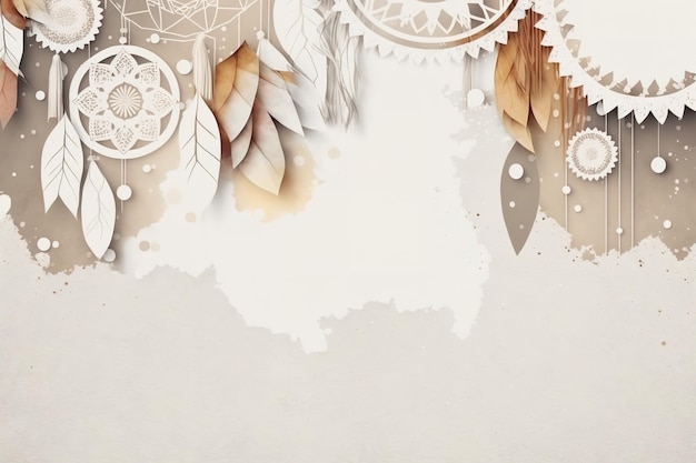 Stylish Boho Background with Simple Flat Minimalistic Muted Tone and Empty Copy Space