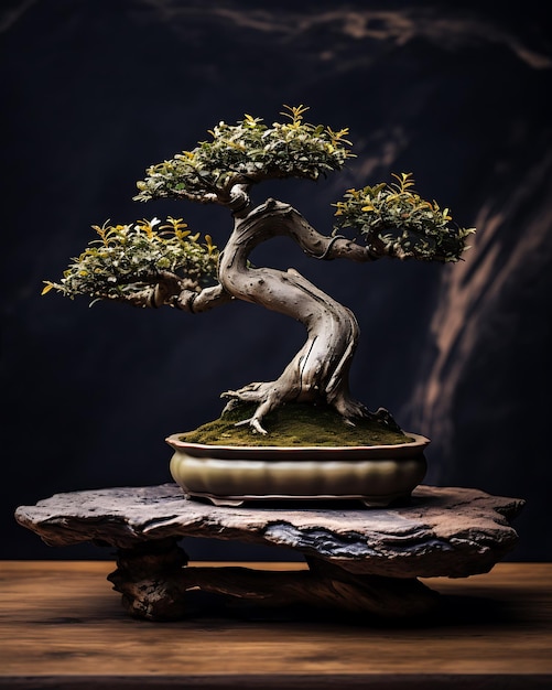 Stylish Bonsai Tree in Desert