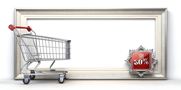 Stylish Border Frame with Shopping Cart and Discount Badge for Modern Retail Promotions Perfect fo