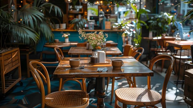 Photo stylish cafe setting serving delectable sandwich in cozy ambiance