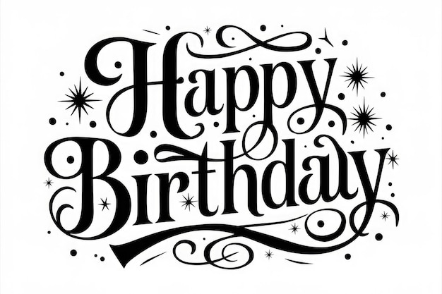 Photo a stylish calligraphy design wishing a happy birthday