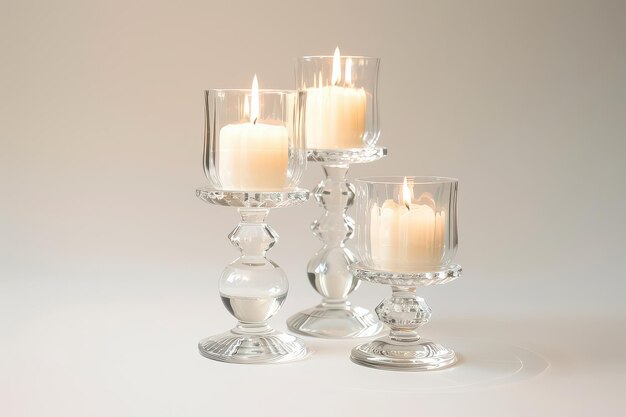 Photo stylish candle holders isolated in transparent background