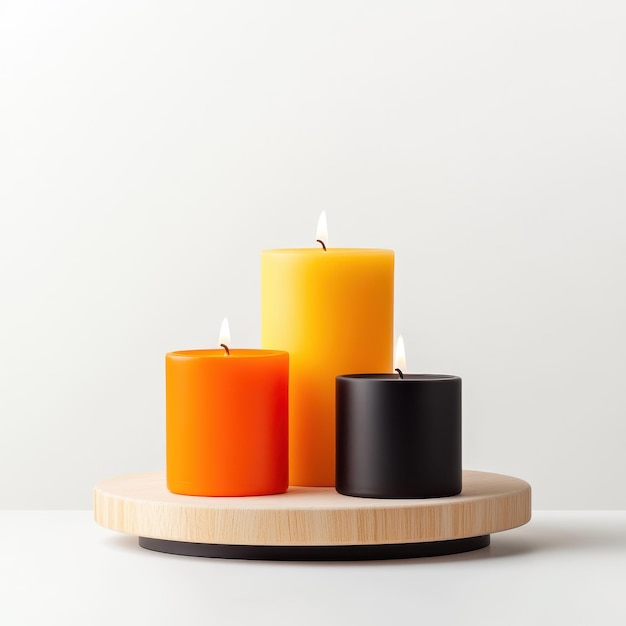 Photo stylish candle holders mockup on white background for home decor presentations