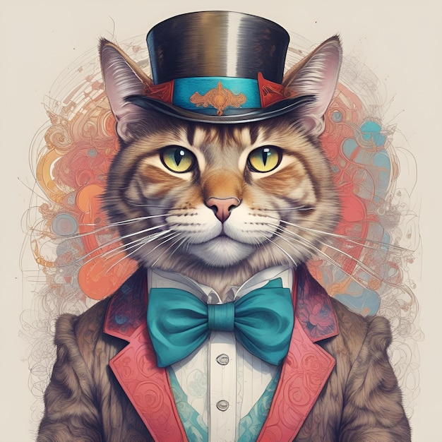 Stylish cat character illustration