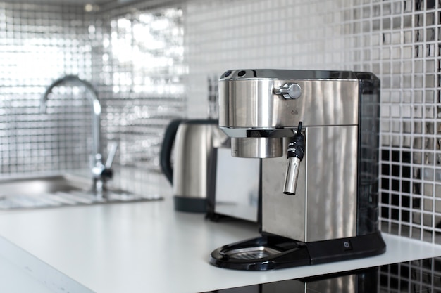 Stylish chrome kitchen interior