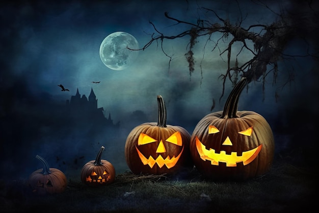 Stylish and classy image of Halloween pumpkin generated by AI