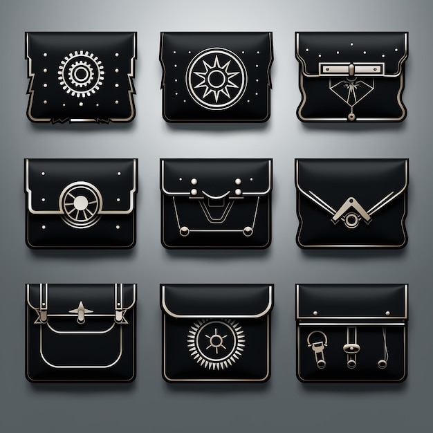 Photo a stylish collection of handbag illustrations featuring various designs and colors perfect for fashionrelated projects branding and creative design elements