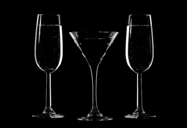 Stylish composition of three glasses