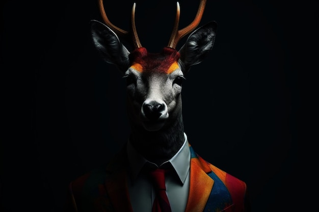 Stylish Deer Business Suit and Plain Background