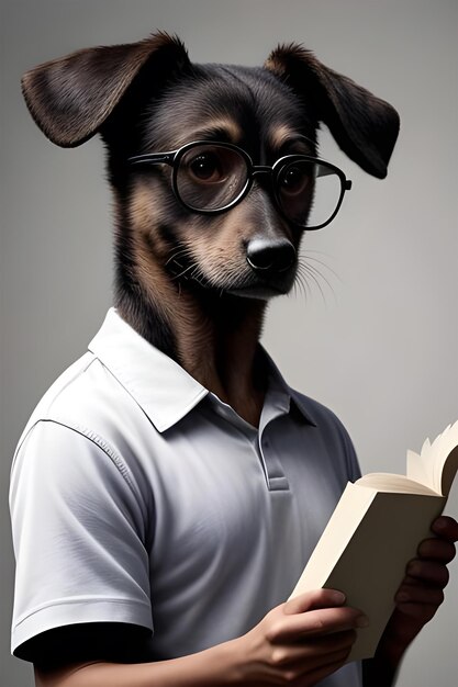 Photo a stylish dog wearing glasses