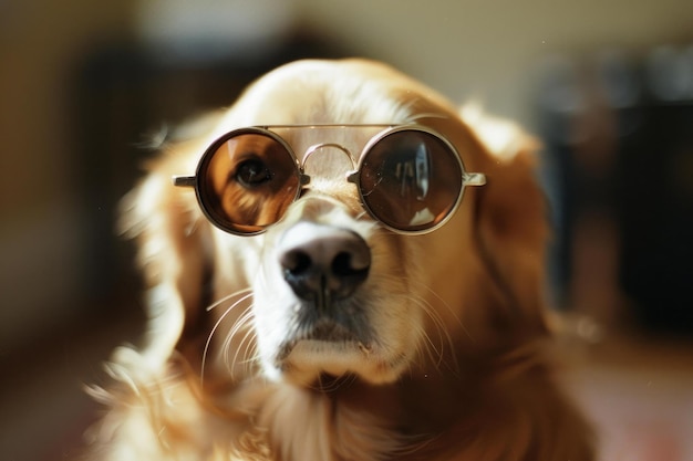 Stylish dog wearing round glasses